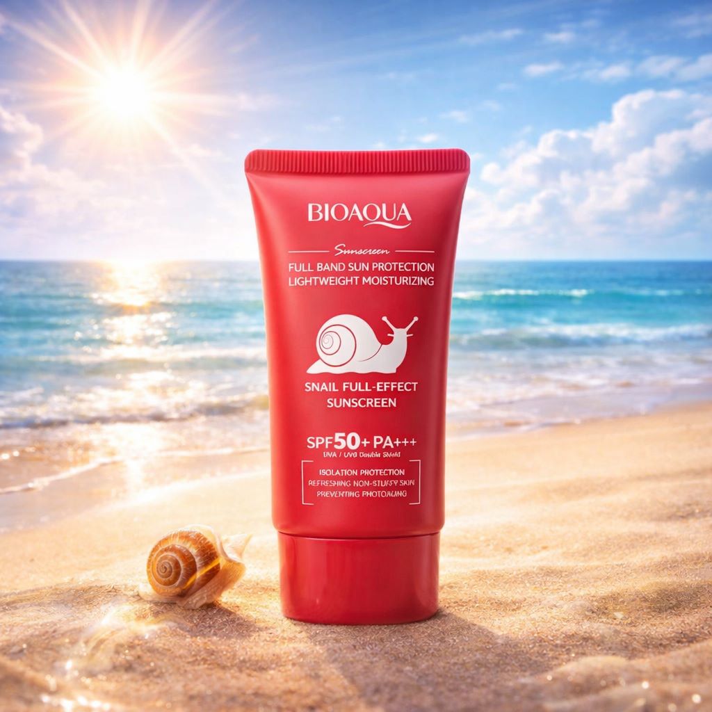 کرم ضد آفتاب بی رنگ حلزون SPF50+ PA+++ بیوآکوا BIOAQUA